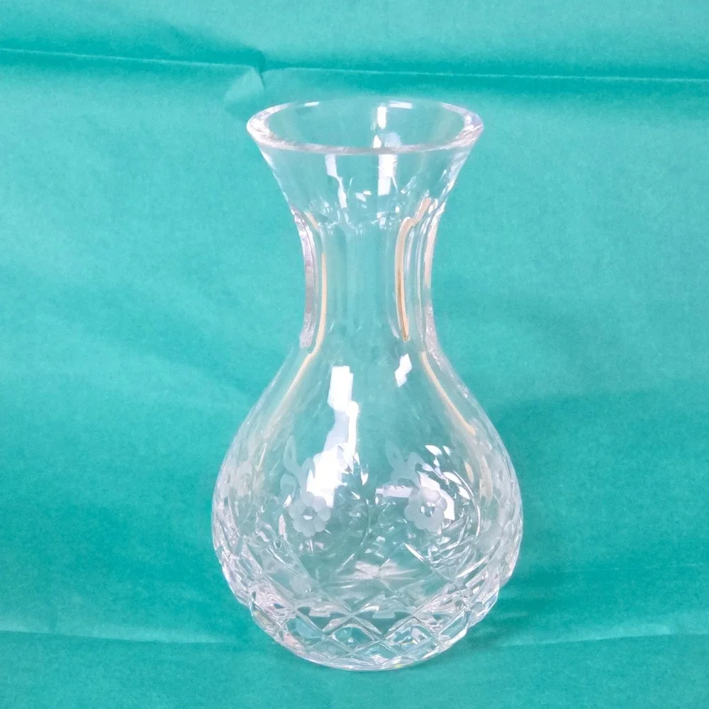 Rogaska Gallia Crystal Violet Bud Vase Etched Floral Diamond Cut Luxury Glass 4